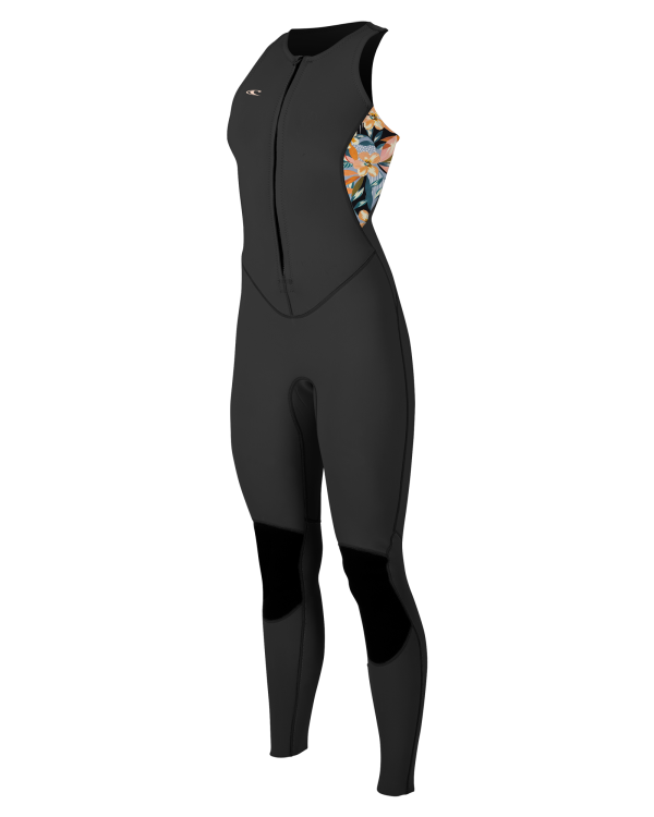 Bahia 1.5mm Front Zip Long John Wetsuit in Black & Demi Floral
