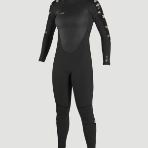 Epic 5/4mm Back Zip Wetsuit in Black & Cindy Daisy