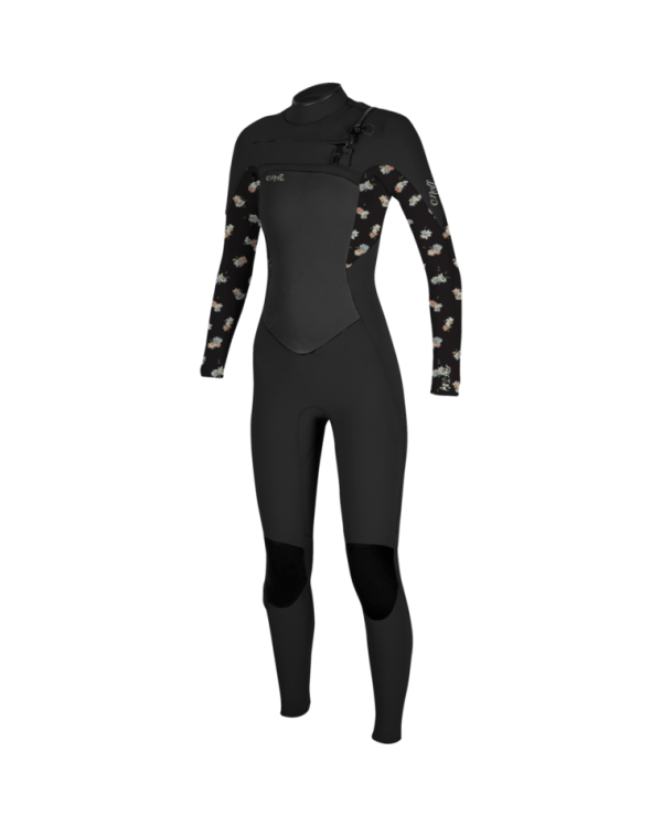 Epic 5/4mm Chest Zip Wetsuit in Black & Cindy Daisy