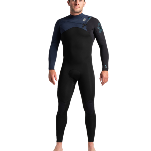 Mens Sessions 4/3mm Chest Zip Wetsuit in Black, Slate Diamond & Black Diamond