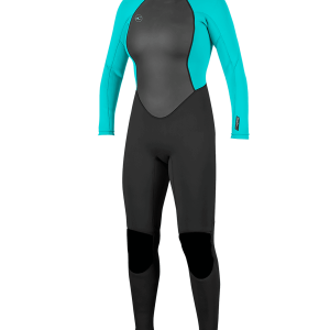 Reactor-2 3/2mm Back Zip Wetsuit in Black & Light Aqua