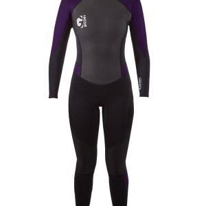 Womens G-Force 3/2mm Back Zip Wetsuit in Black & Mulberry