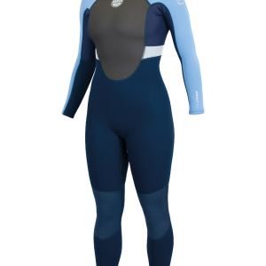 Womens Impact 3/2mm Back Zip Wetsuit in Blue Ribbon, Acid Blue & Fog Blue